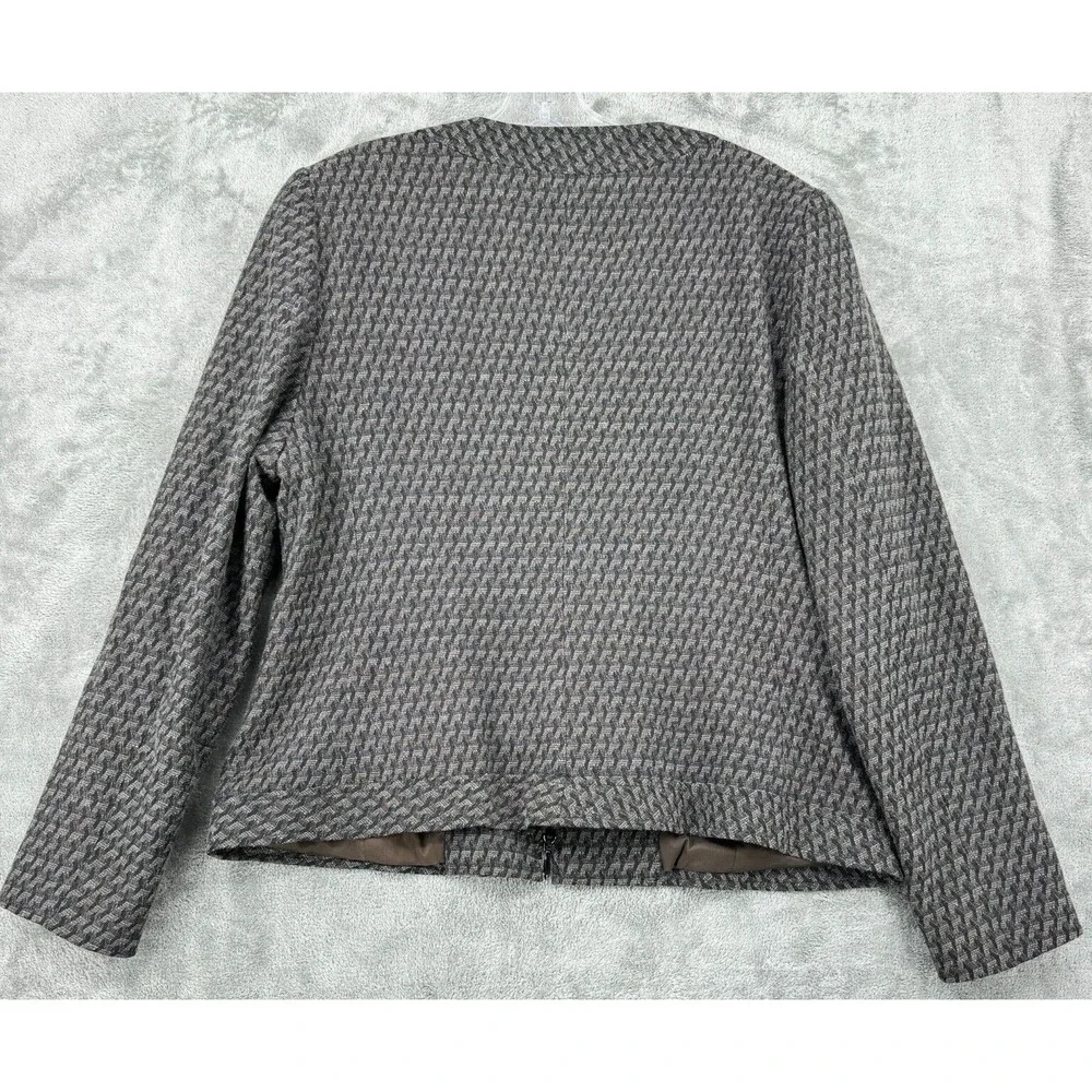Santorelli Blazer Womens 14 Wool Full Zip Career Classic Lined Lightweight Brown